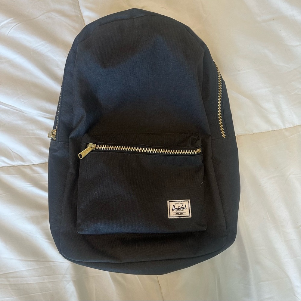 Herschel Supply Company Black Classic Backpack with Red & White Stripped Lining - Picture 2 of 8